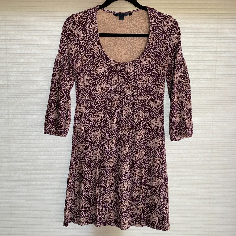Boden Womens 8 Dress Knee Length Long‎ Sleeve Spiro Floral Purple